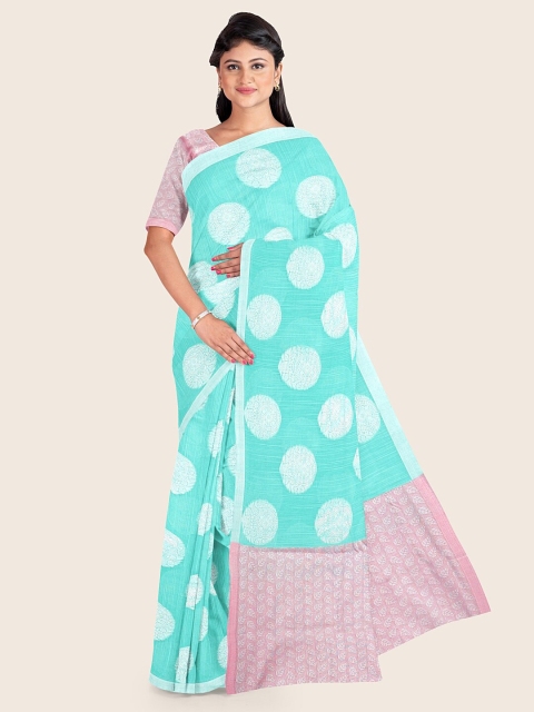 

Pothys Green & Pink Ethnic Motifs Zari Saree