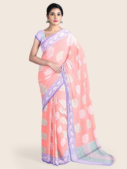 

Pothys Pink & Blue Woven Design Saree