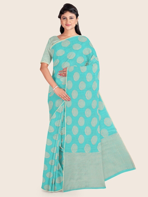 

Pothys Blue & Gold-Toned Woven Design Zari Saree