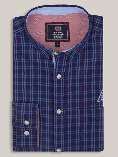 

Harvard Men Blue Checked Casual Shirt