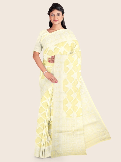 

Pothys Yellow Floral Zari Tissue Saree