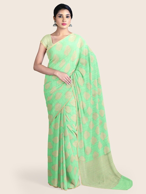 

Pothys Green & Beige Woven Design Saree