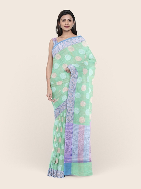 

Pothys Green & Purple Ethnic Motifs Cotton Blend Saree