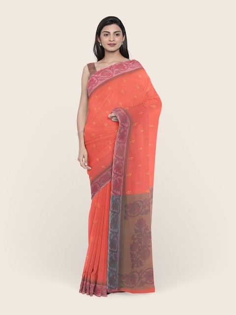 

Pothys Orange & Red Floral Saree