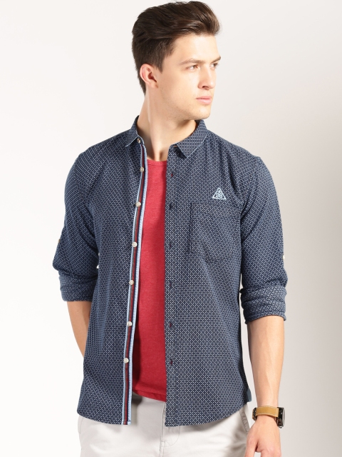 

Harvard Men Navy Self-Design Casual Shirt, Navy blue