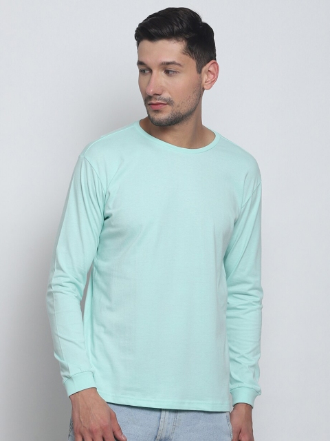 

Melangebox Men Sea Green Long Sleeves Cotton T-shirt