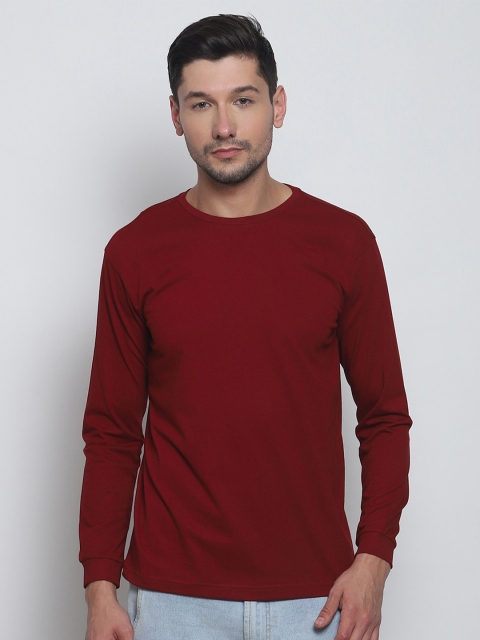 

Melangebox Men Maroon Solid T-shirt