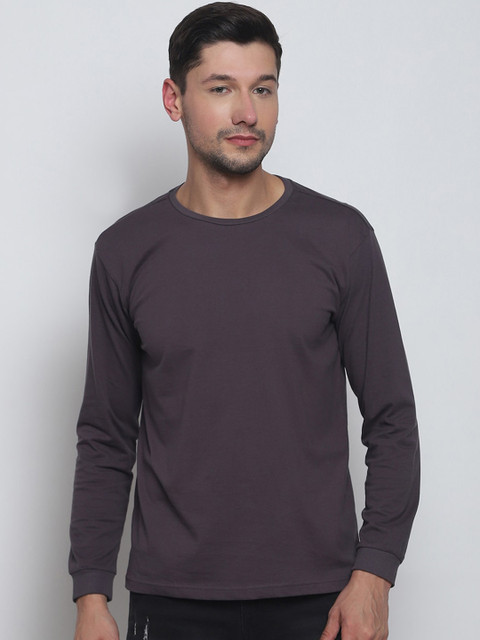 

Melangebox Men Purple Full Sleeves Pure Cotton T-shirt