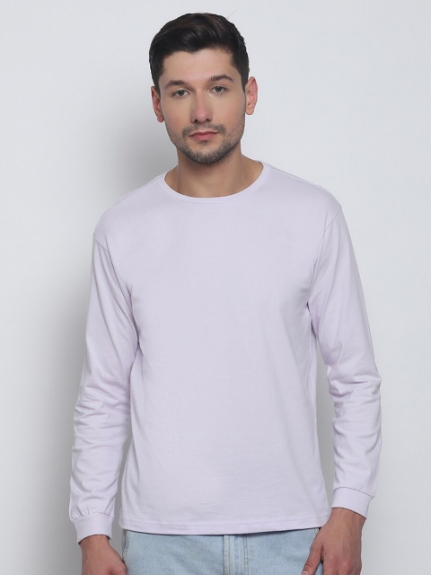 

Melangebox Men Lavender Pure Cotton T-shirt