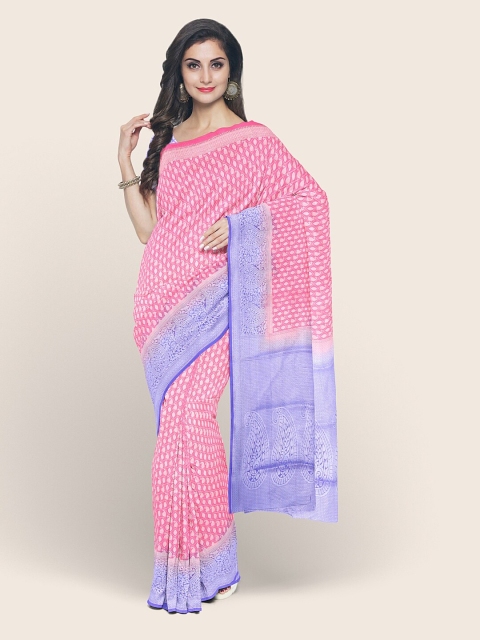 

Pothys Pink & Purple Paisley Art Silk Saree