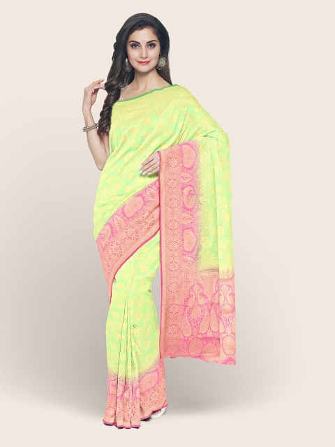

Pothys Lime Green & Golden Ethnic Motifs Art Silk Saree