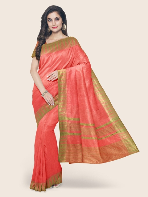 

Pothys Pink & Gold-Toned Jute Cotton Saree