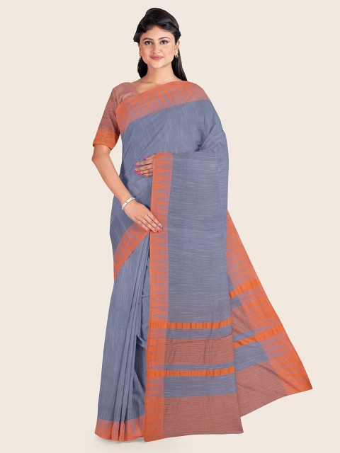 

Pothys Blue & Orange Jute Cotton Saree