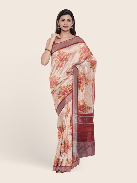 

Pothys Mauve & Maroon Floral Jute Cotton Saree