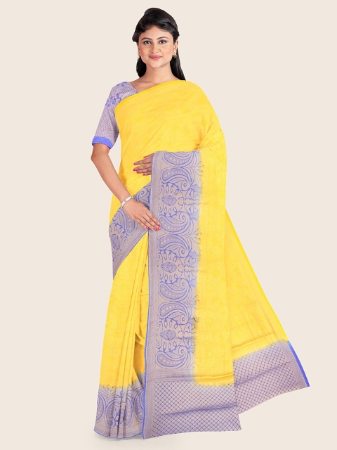 

Pothys Yellow & Blue Ethnic Motifs Zari Art Silk Saree