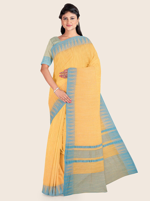 

Pothys Yellow & Blue Jute Cotton Saree