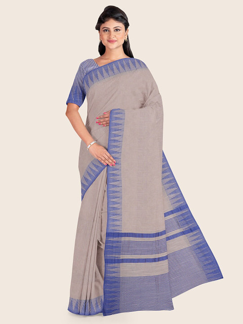 

Pothys Tan & Blue Jute Cotton Saree