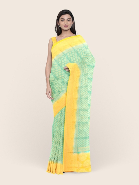 

Pothys Green & Yellow Ethnic Motifs Zari Art Silk Saree