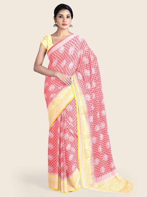 

Pothys Red & Yellow Ethnic Motifs Zari Art Silk Saree