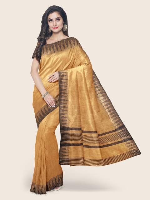 

Pothys Mustard & Brown Jute Cotton Saree