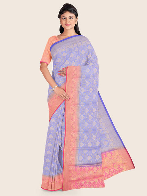 

Pothys Pink & Blue Woven Design Zari Saree
