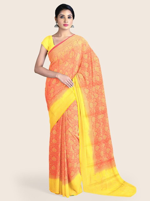 

Pothys Red & Yellow Ethnic Motifs Zari Art Silk Saree