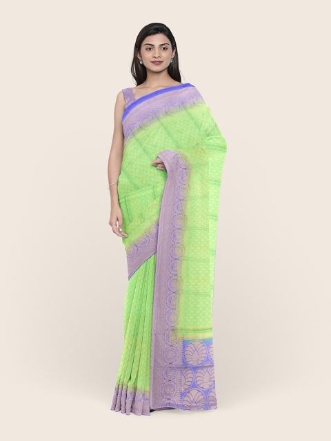 

Pothys Green & Purple Ethnic Motifs Zari Rapier Silk Saree