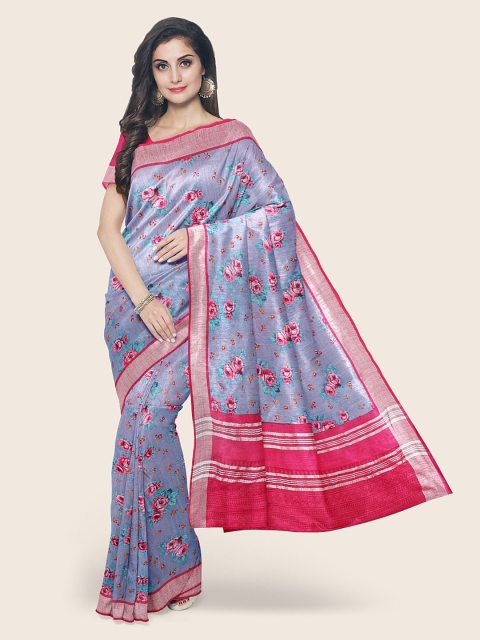 

Pothys Blue & Red Floral Printed Saree