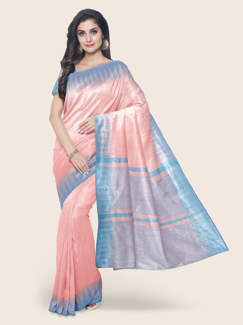

Pothys Peach-Coloured & Blue Jute Cotton Saree