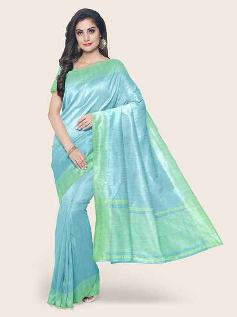 

Pothys Blue & Green Woven Design Jute Cotton Saree