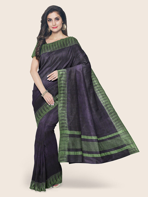 

Pothys Blue & Green Jute Cotton Saree, Navy blue