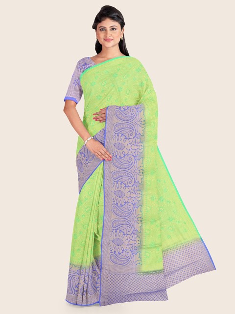 

Pothys Green & Purple Ethnic Motifs Art Silk Saree