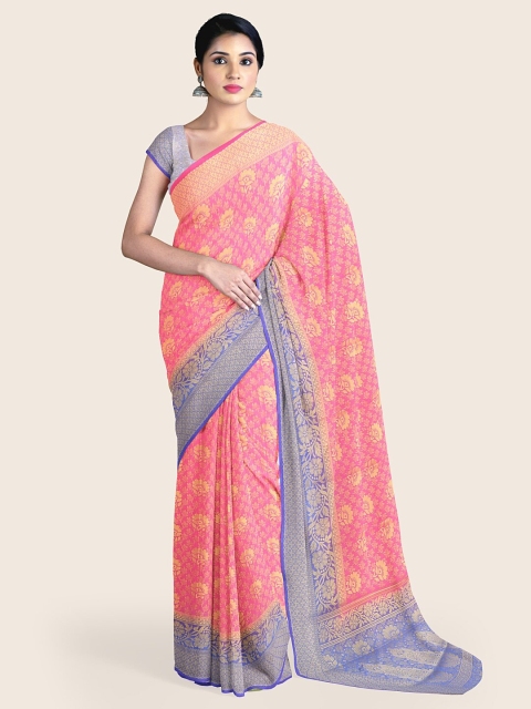 

Pothys Pink & Blue Woven Design Zari Art Silk Saree