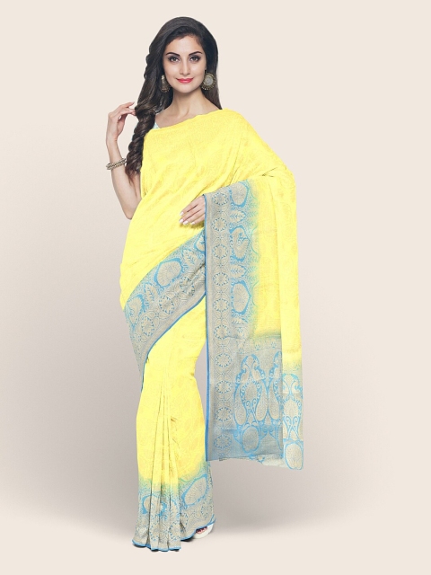 

Pothys Yellow & Blue Woven Design Zari Art Silk Saree