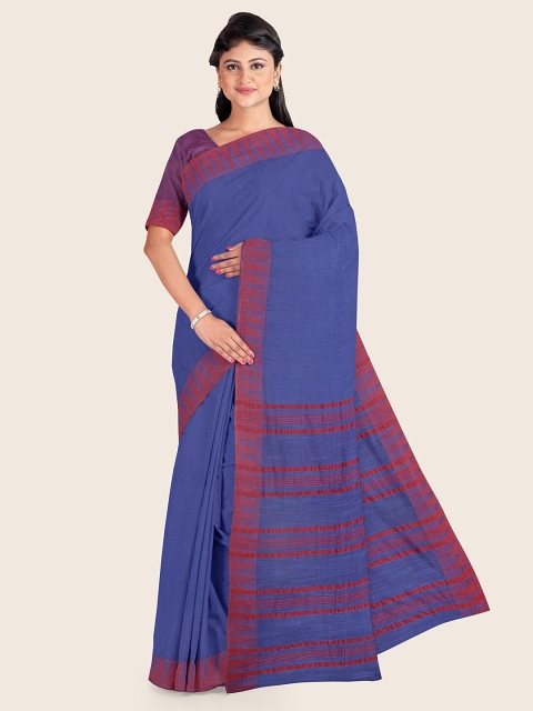 

Pothys Blue & Maroon Jute Cotton Saree