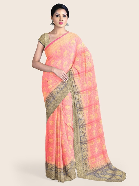 

Pothys Pink & Blue Woven Design Zari Art Silk Saree