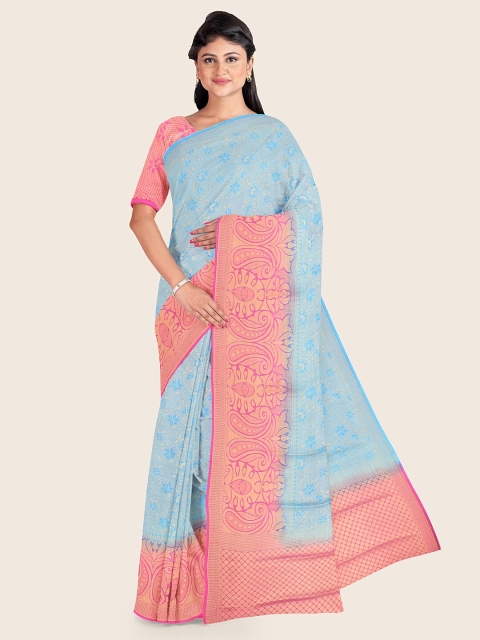 

Pothys Blue & Pink Woven Design Art Silk Saree