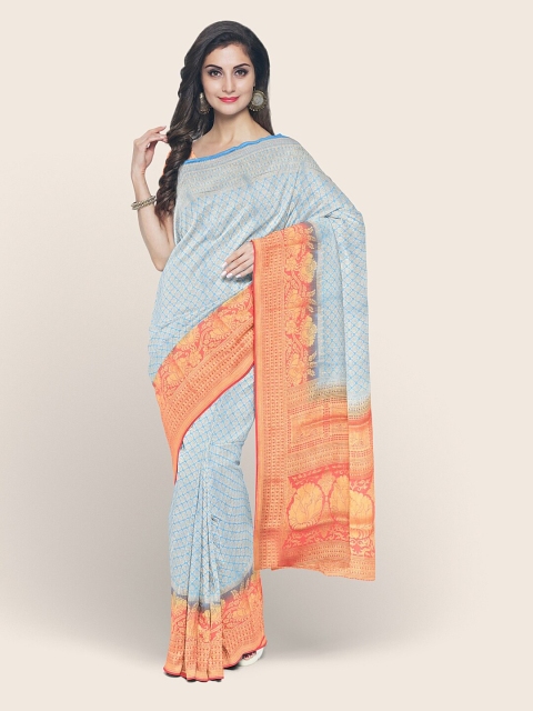

Pothys Turquoise Blue & Pink Woven Design Zari Art Silk Saree