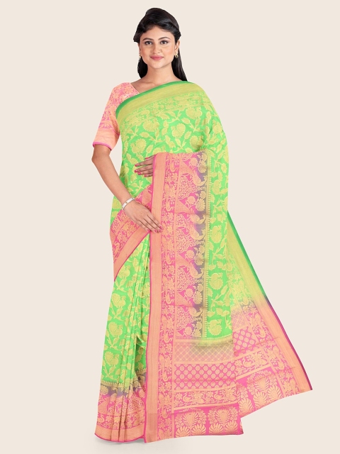 

Pothys Green & Pink Ethnic Motifs Zari Art Silk Saree