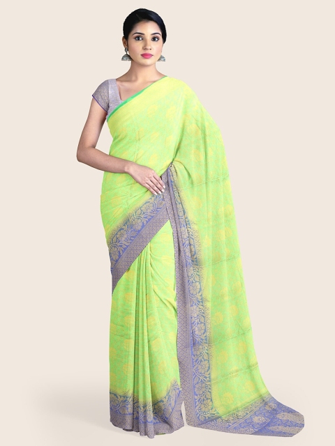 

Pothys Green & Blue Floral Zari Art Silk Saree