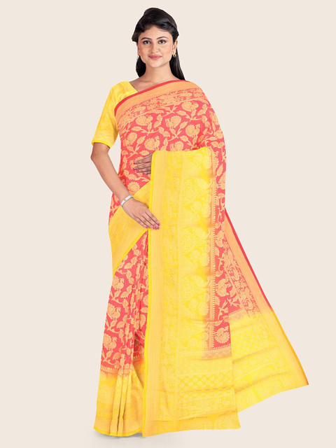 

Pothys Red & Yellow Ethnic Motifs Art Silk Saree