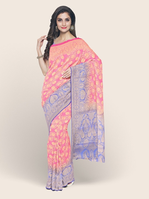 

Pothys Pink & Blue Woven Design Zari Art Silk Saree