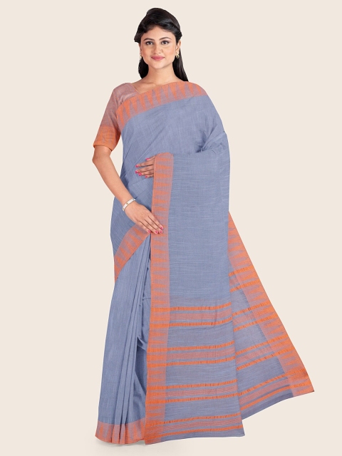 

Pothys Blue & Orange Jute Cotton Saree