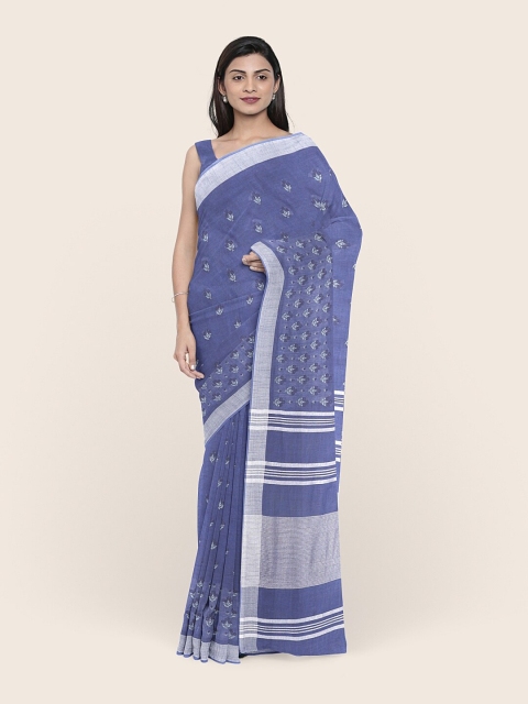 

Pothys Blue & Grey Ethnic Motifs Jute Cotton Saree