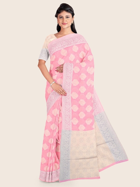 

Pothys Pink & Beige Ethnic Motifs Cotton Blend Saree