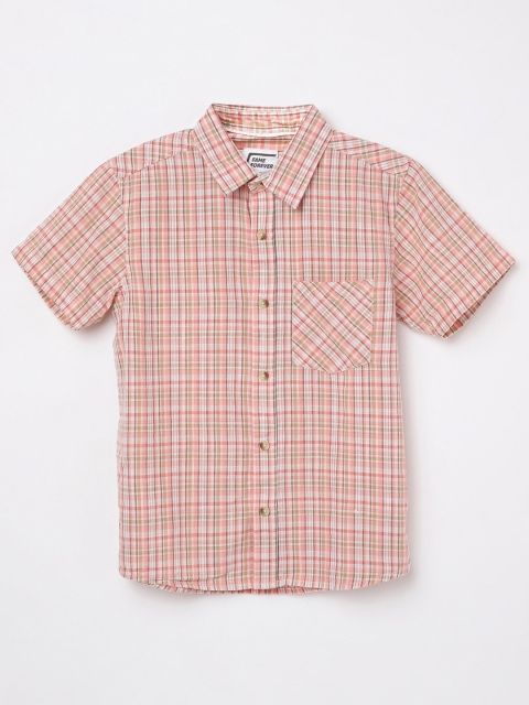 

Fame Forever by Lifestyle Boys Pink Tartan Checks Checked Cotton Casual Shirt