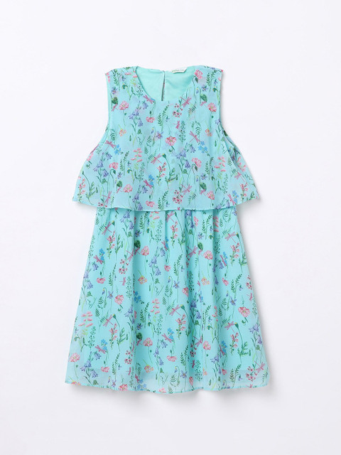 

Bossini Girls Green Floral Printed A-Line Dress