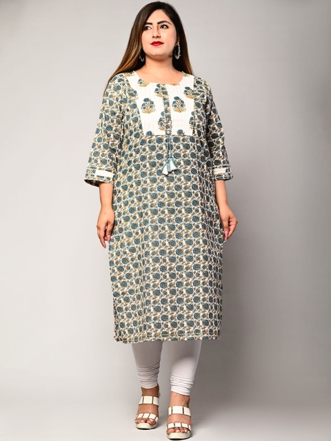 

Swasti Blue Floral Printed A-Line Kurta