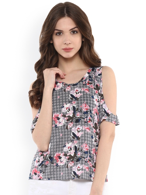 

Harpa Multicoloured Floral Print Cold-Shoulder Top, Multi