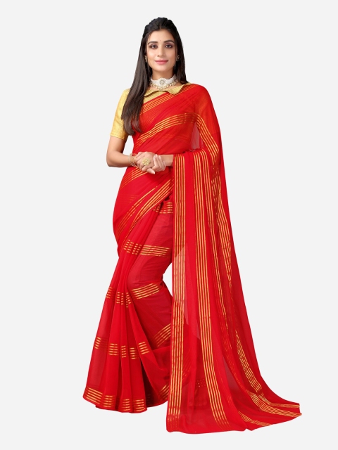 

KALINI Red & Gold-Toned Woven Design Saree